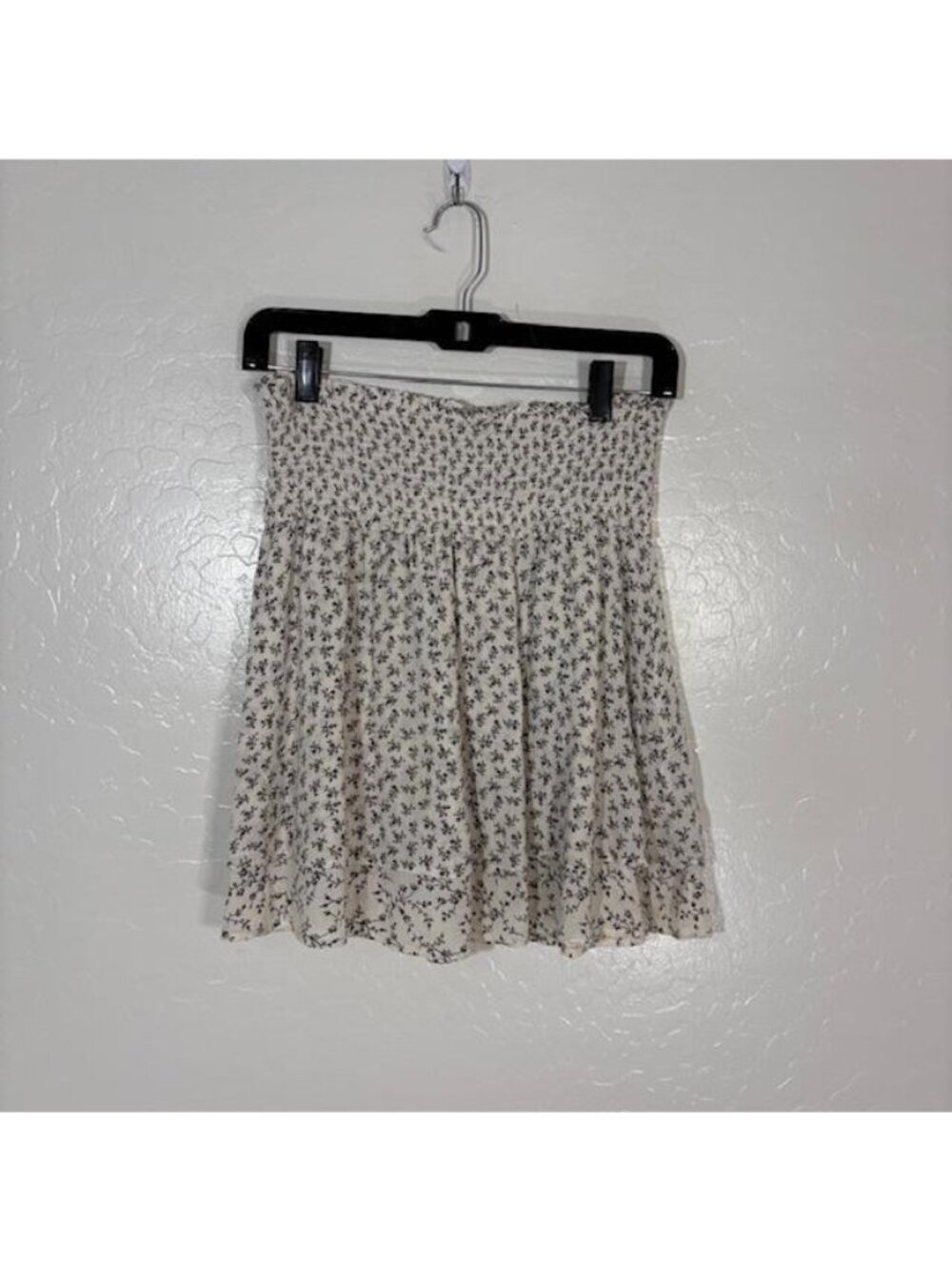 Rails Skirt Womens Small Petite White Black Addison Floral Smocked Tiered Mini